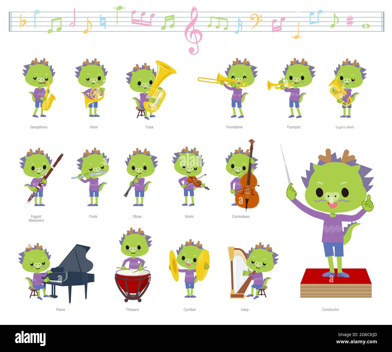 Un jeu de Dragon Boy sur les performances de musique classique. C'est l'art vectoriel pour un montage facile. Illustration de Vecteur