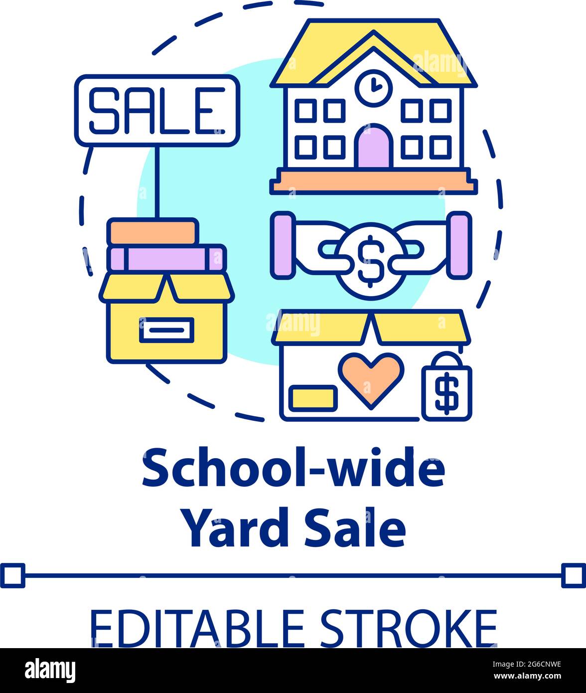 Icône de concept de vente de cour à l'échelle de l'école Illustration de Vecteur