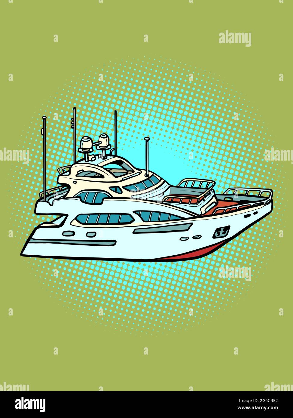 bateau de passagers yacht privé, voyage en mer et pêche Illustration de Vecteur