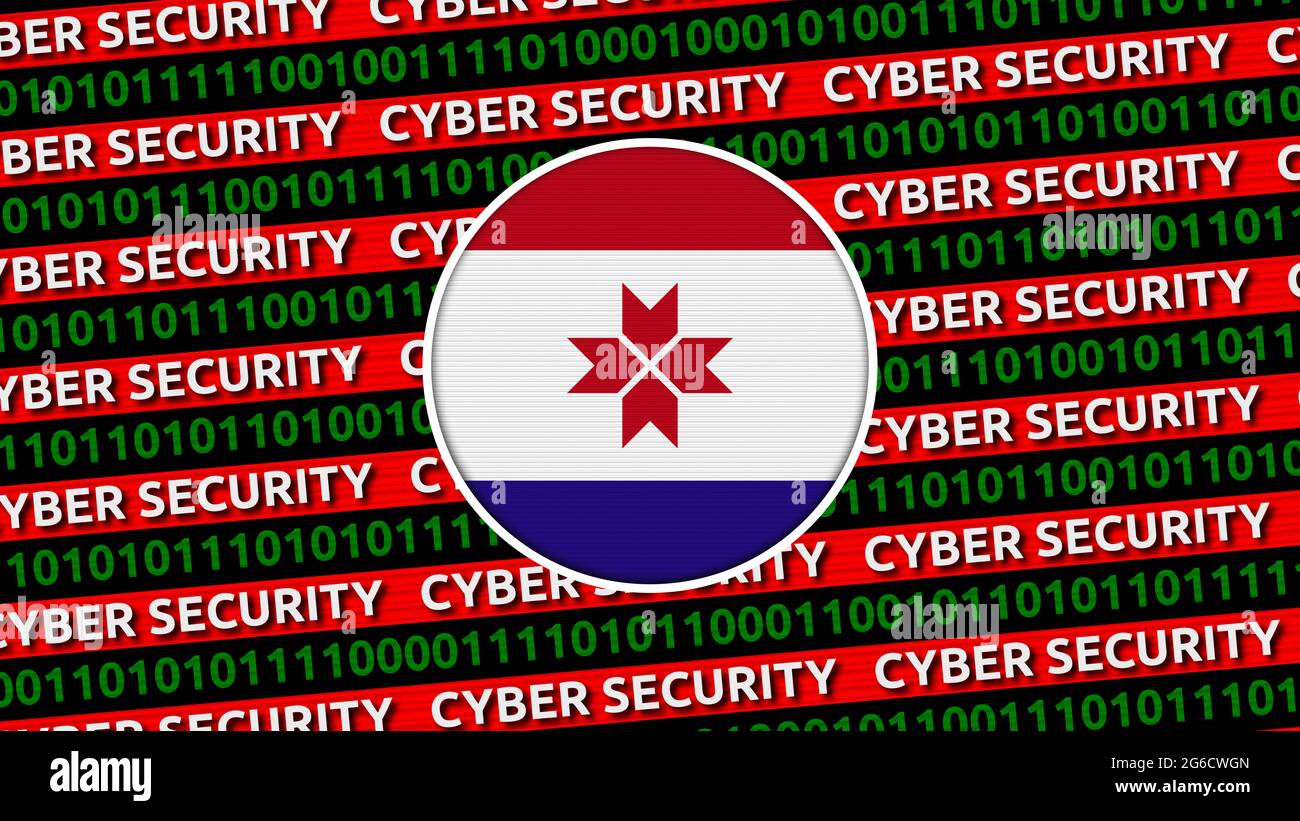 Titre de la cyber-sécurité avec drapeau de Mongolie - 3D Illustration texture de tissu Banque D'Images