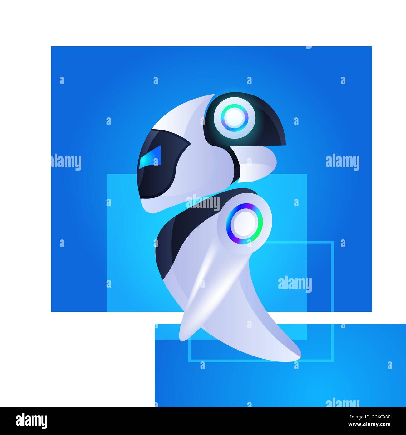 mignonne robot cyborg moderne caractère robotique technologie de l'intelligence artificielle Illustration de Vecteur