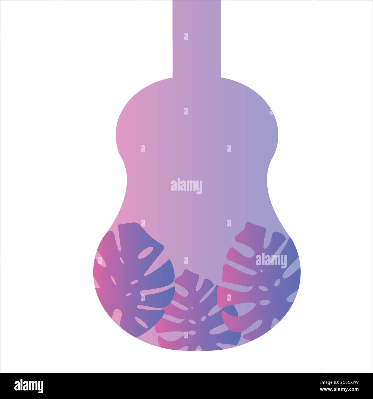 Guitare .gradient. Arrière-plan blanc. À l'intérieur des formes de néon, différentes plantes poussent dans des gouttelettes liquides. Une nouvelle direction pour votre conception. Arrière-plan blanc Illustration de Vecteur