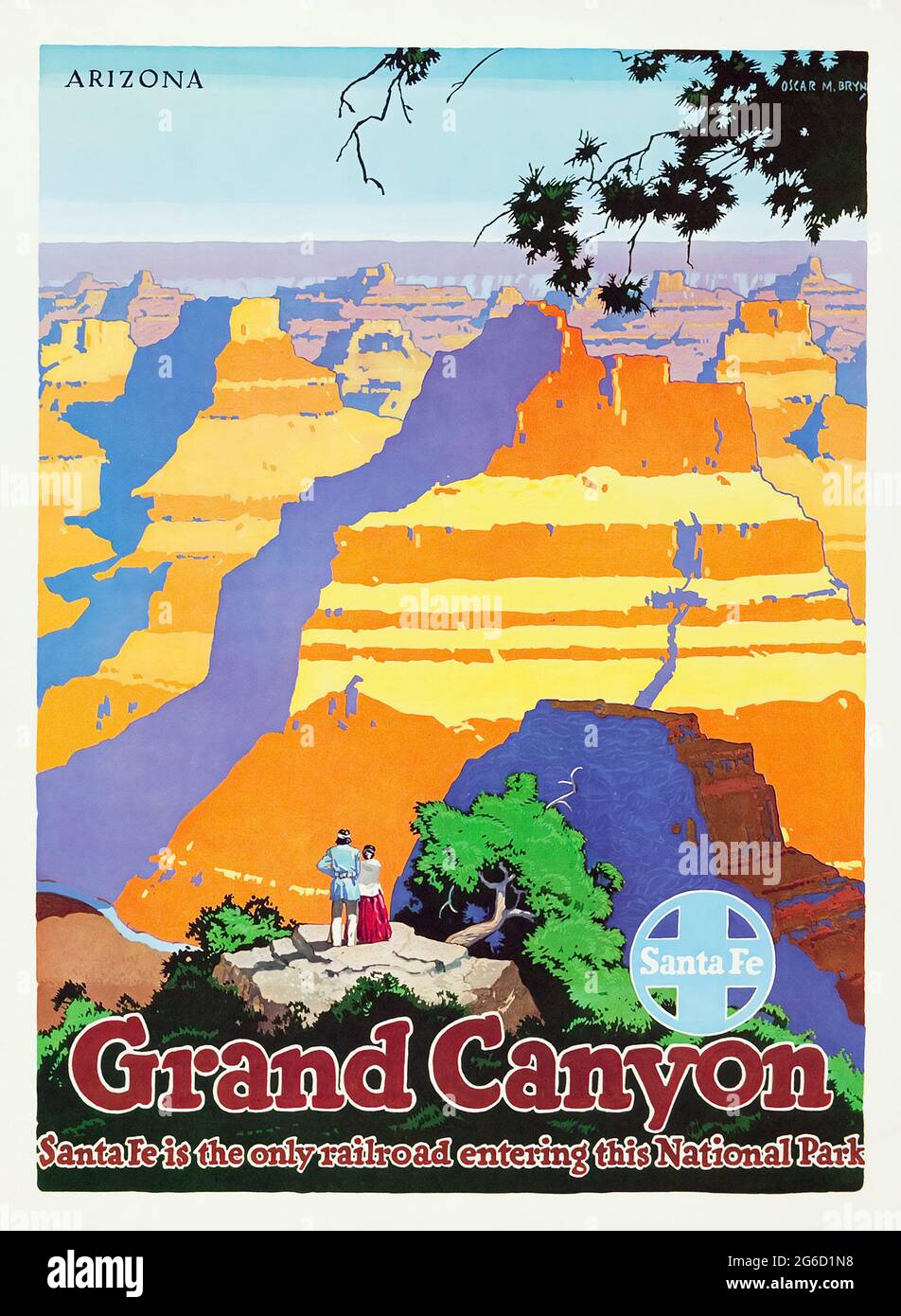 Grand Canyon, Arizona : affiche du chemin de fer de Santa Fe. C 1949. Artiste: Oscar M. Bryn Banque D'Images