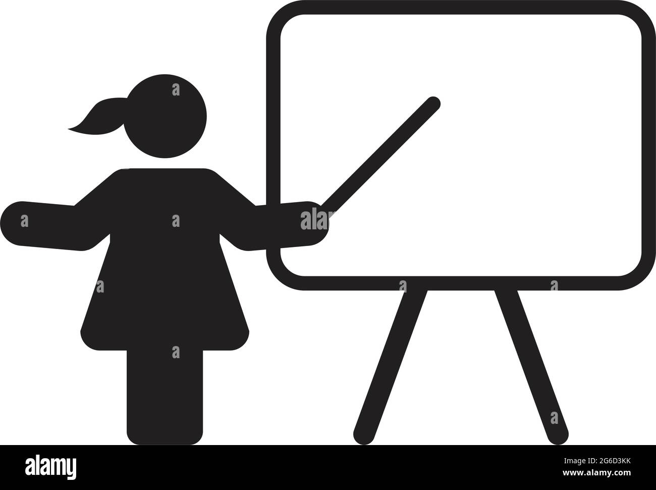 Salle de classe vecteur femme enseignant avec symbole de tableau blanc dans une illustration de couleur plate de pictogramme de glyphe Illustration de Vecteur