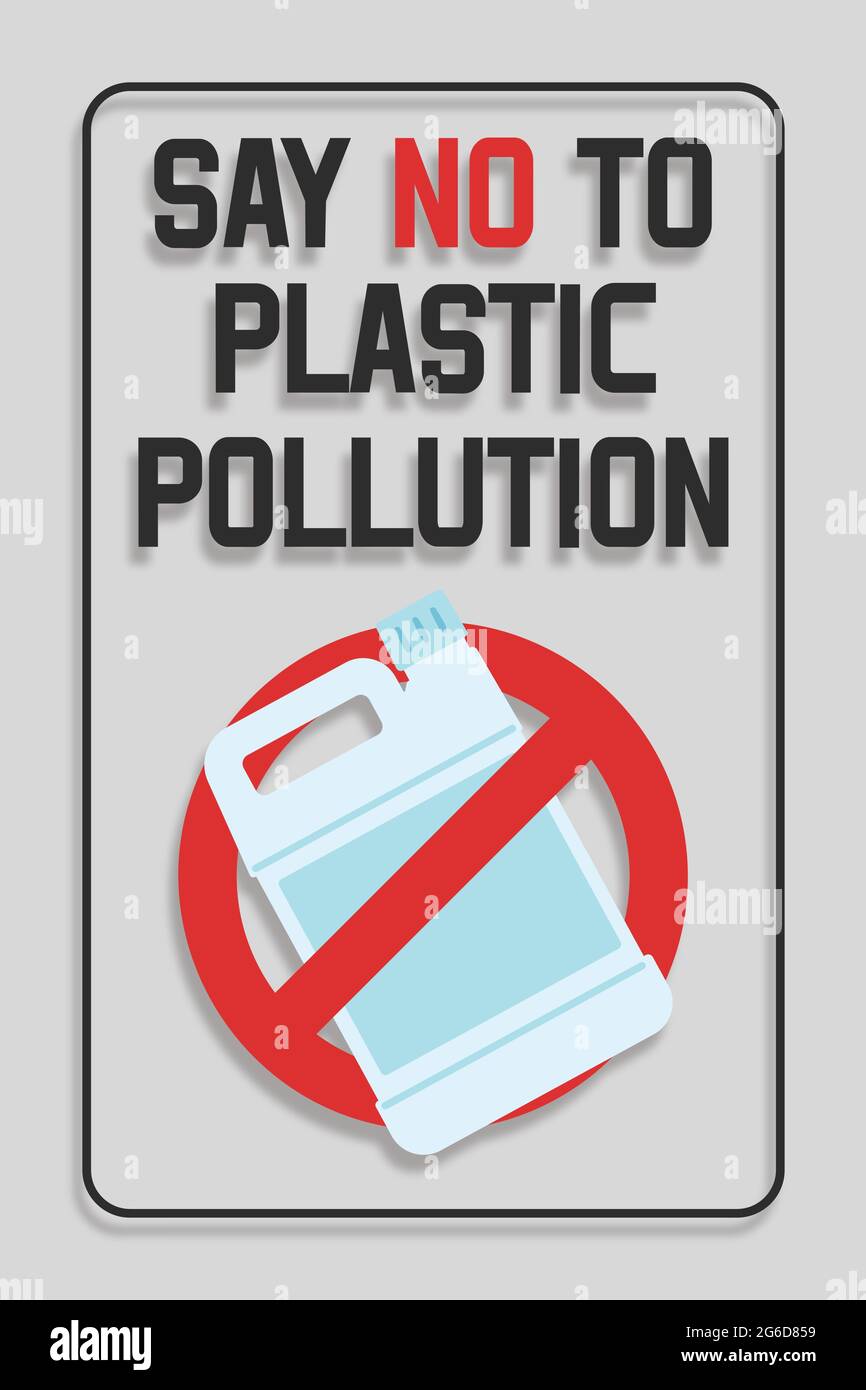 Plastique jetable. Interdire les bouteilles en plastique. Dire non à la pollution plastique. Concept de problème de pollution. Illustration de Vecteur