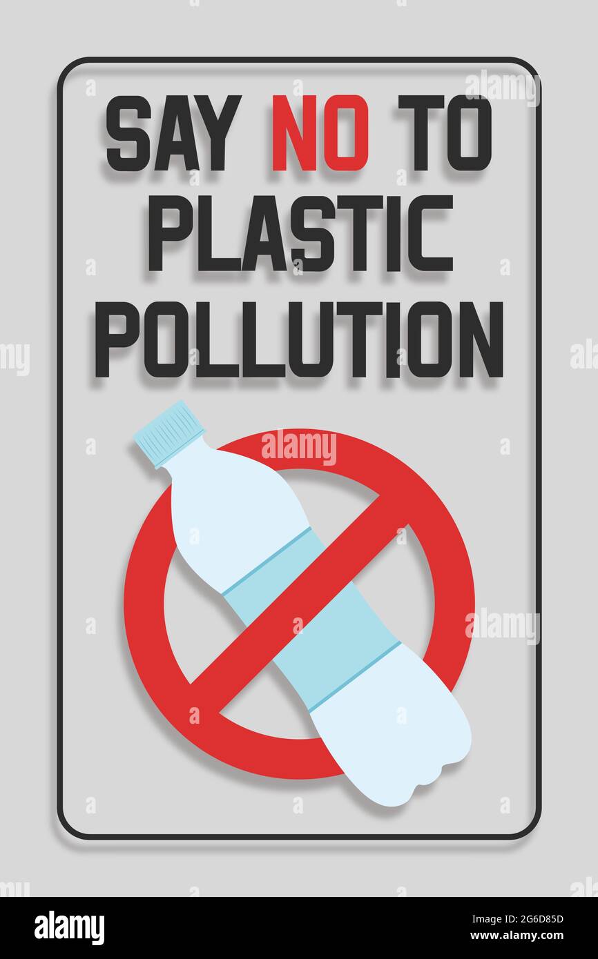 Plastique jetable. Interdire les bouteilles en plastique. Dire non à la pollution plastique. Concept de problème de pollution. Illustration de Vecteur