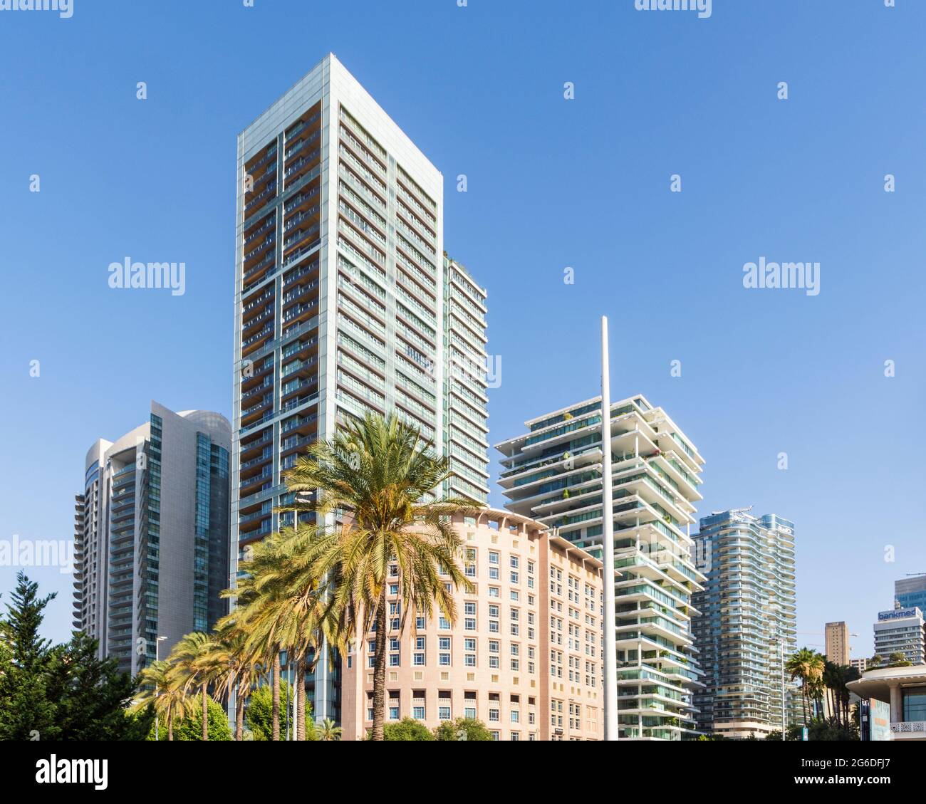 Paysage urbain de Beyrouth, horizon moderne, façade de bâtiments de grande hauteur, Beyrouth, Liban Banque D'Images