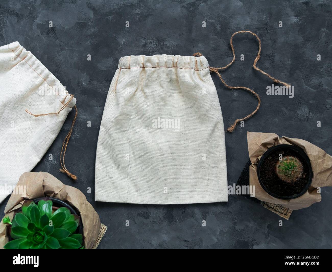 Sac réutilisable en coton Eco maquette plastique achat gratuit. Toile tissu naturel produit à la main modèle d'emballage.zéro déchet concept peu de déchets style de vie.Vega ec Banque D'Images