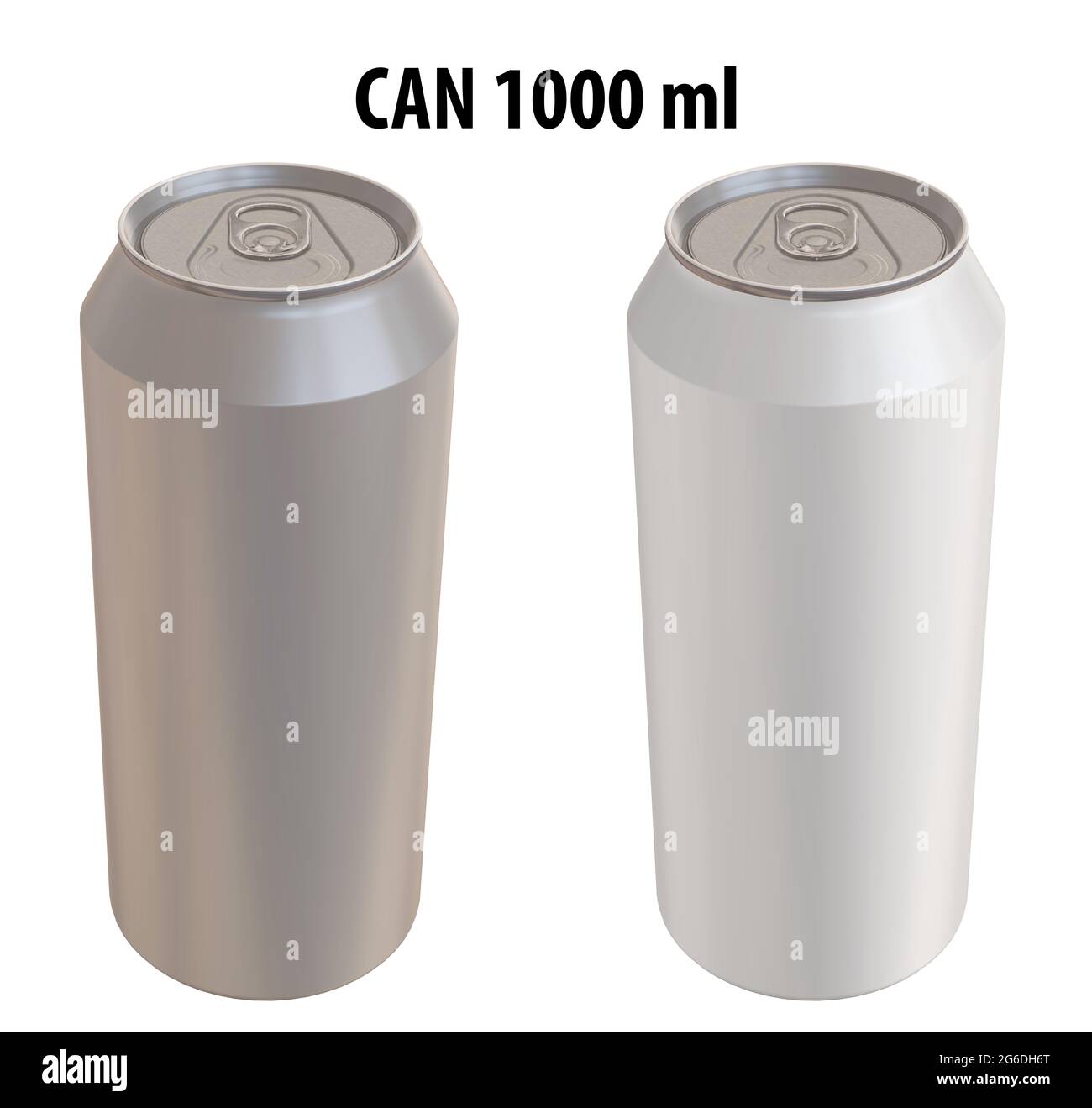 Rendu 3D - image haute résolution de CAN 1000ml, blanc et argent, isolé sur fond blanc, détails de haute qualité, prêt à imprimer pour les grandes formes Banque D'Images