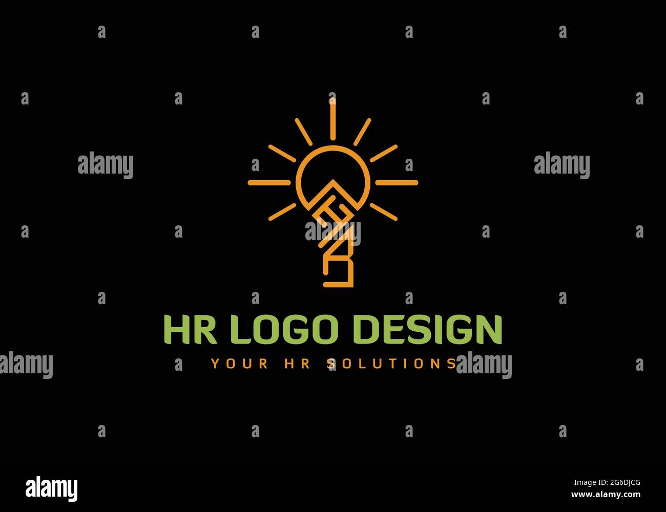 Logo HR DESIGN ampoule Monogramme initial lettre H R logo Design modèle vectoriel HR Creative lettre Mark logo Design logo combiné Illustration de Vecteur