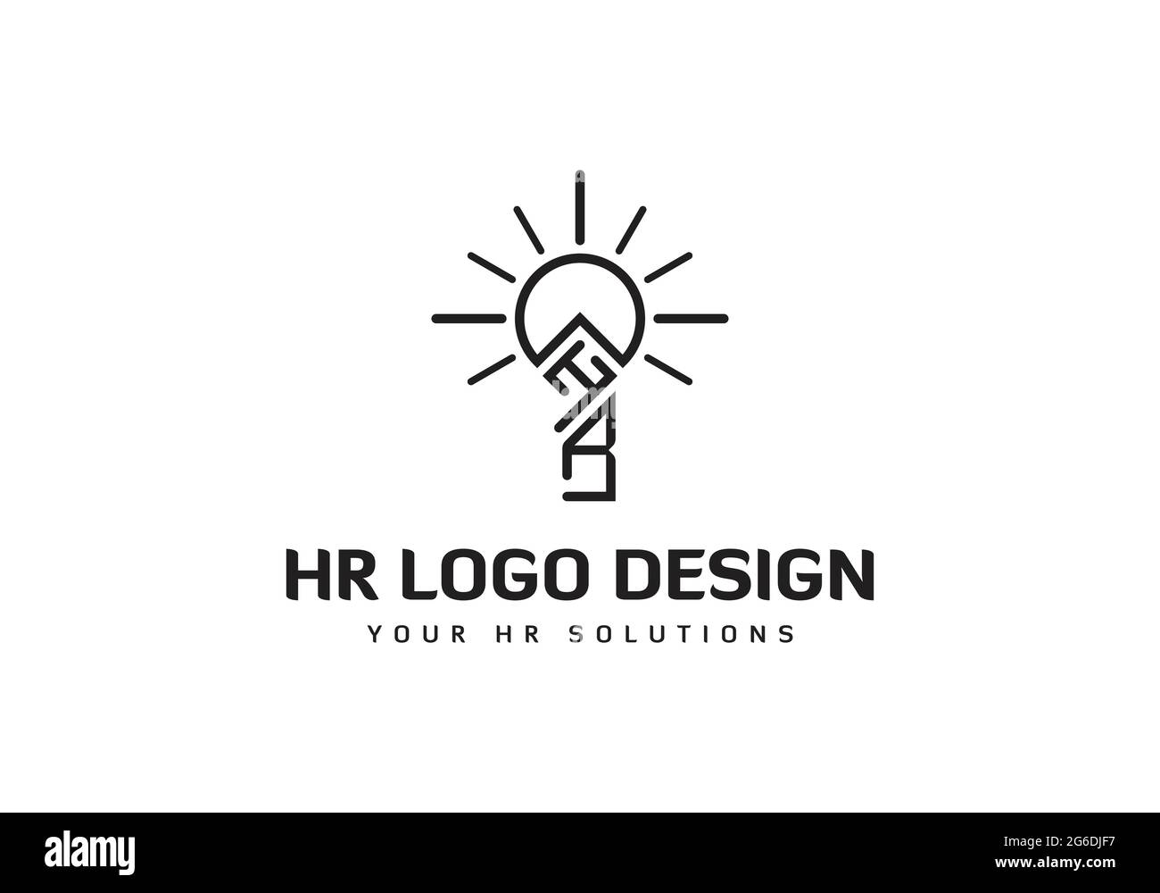 Logo HR DESIGN ampoule Monogramme initial lettre H R logo Design modèle vectoriel HR Creative lettre Mark logo Design logo combiné Illustration de Vecteur