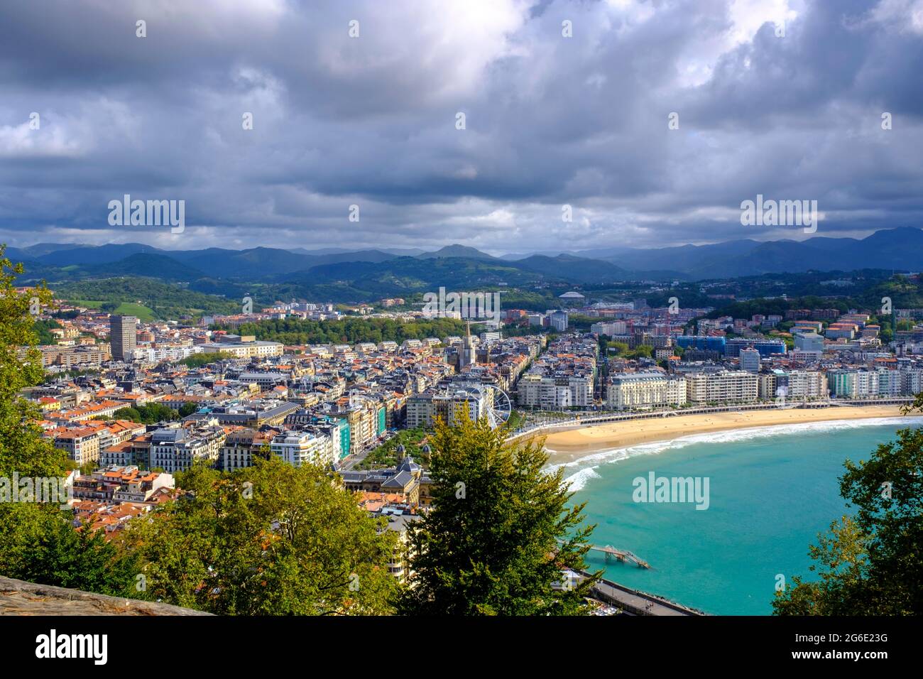 Bucht la Concha, vom Berg Monte Urgull, San Sebastian, Donostia, Baskenland, Provinz Gipuzko, Espagnol Banque D'Images