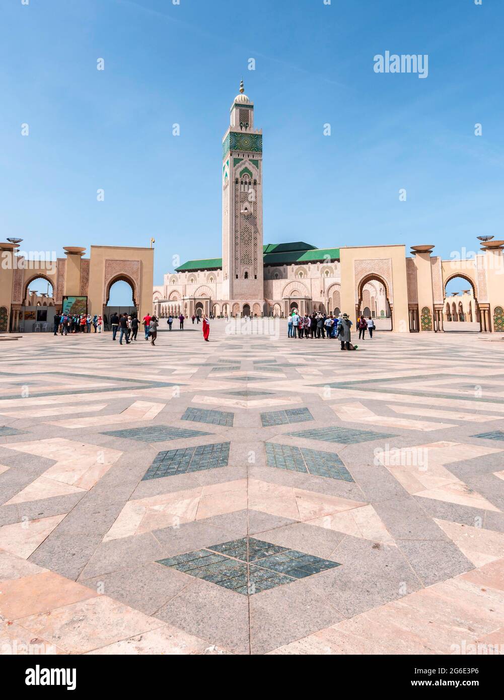 Mosquée Hassan II, Grande Mosquee Hassan II, architecture mauresque, avec le plus haut minaret du monde de 210 m, Casablanca, Maroc Banque D'Images