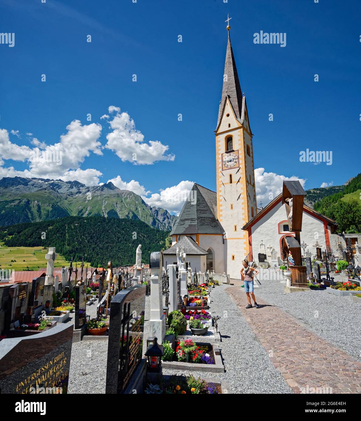 Église paroissiale de Saint-Valentin, Nauders, Tyrol, Autriche Banque D'Images