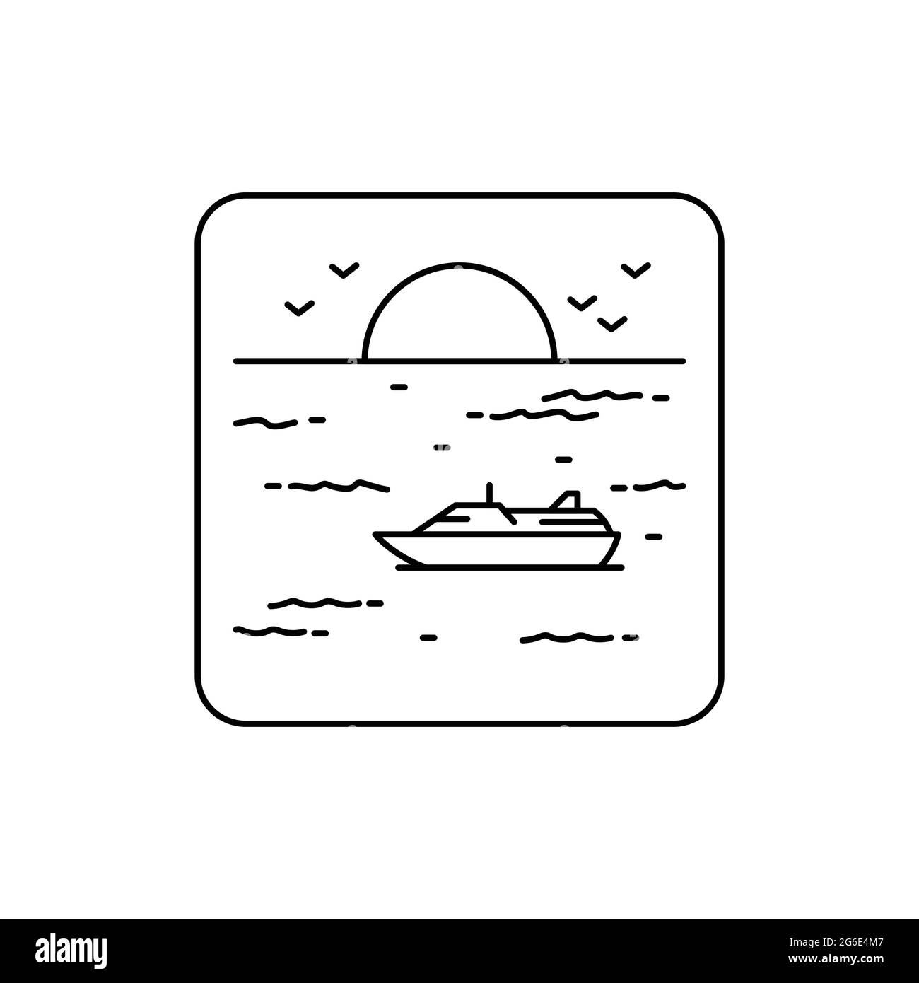 Icône de ligne de couleur paysage aquatique. Elément vectoriel isolé. Pictogramme de contour pour la page Web, l'application mobile, la promotion Illustration de Vecteur