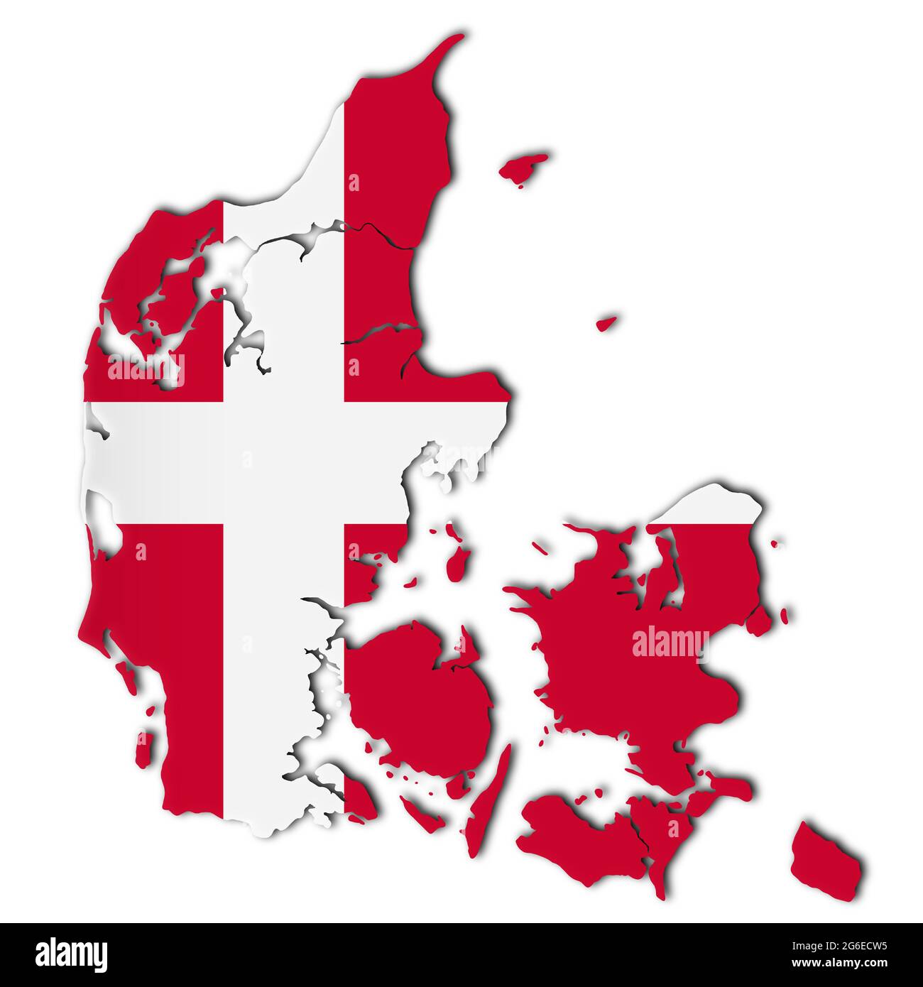 Danemark carte sur fond blanc illustration 3d avec masque Banque D'Images