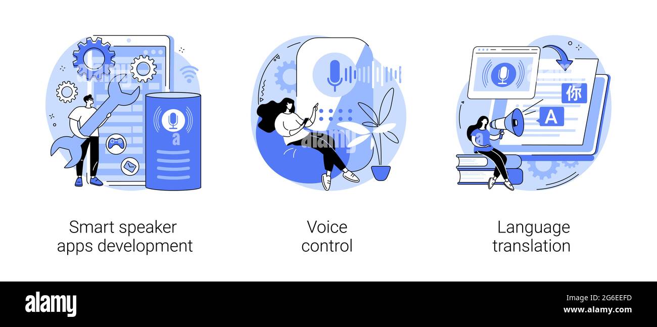 Illustrations vectorielles abstraites de l'assistant vocal. Illustration de Vecteur