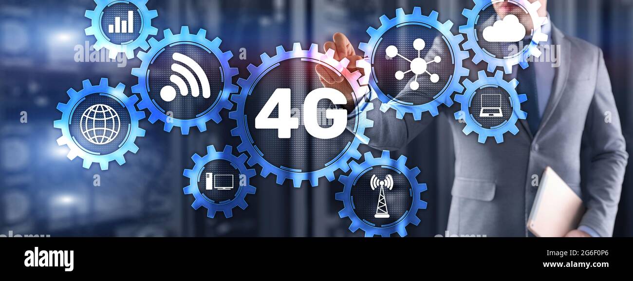 4G concept de télécommunication de connexion Internet haut débit. Banque D'Images