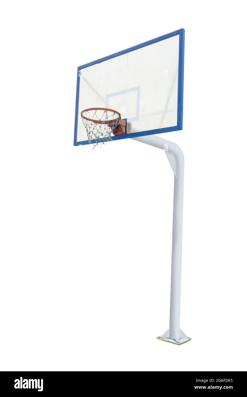 Vue rapprochée du panier de basket-ball isolé sur fond blanc Banque D'Images