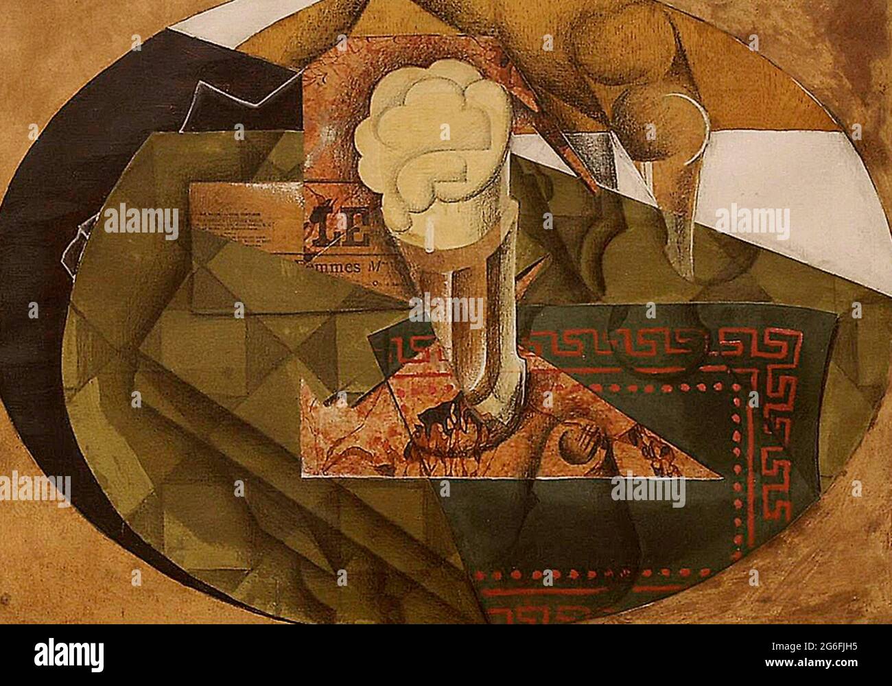 Auteur: Juan gris. Le verre de la bière - 1914 - Juan gris Espagnol,  1887-1927. Huile, papiers collés, charbon de bois, crayon et encre sur  toile. Espagne Photo Stock - Alamy