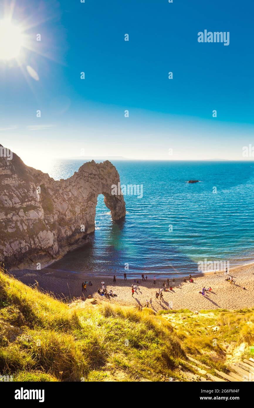 Arc de roche de porte Durdle sur la côte jurassique, Dorset, Royaume-Uni Banque D'Images