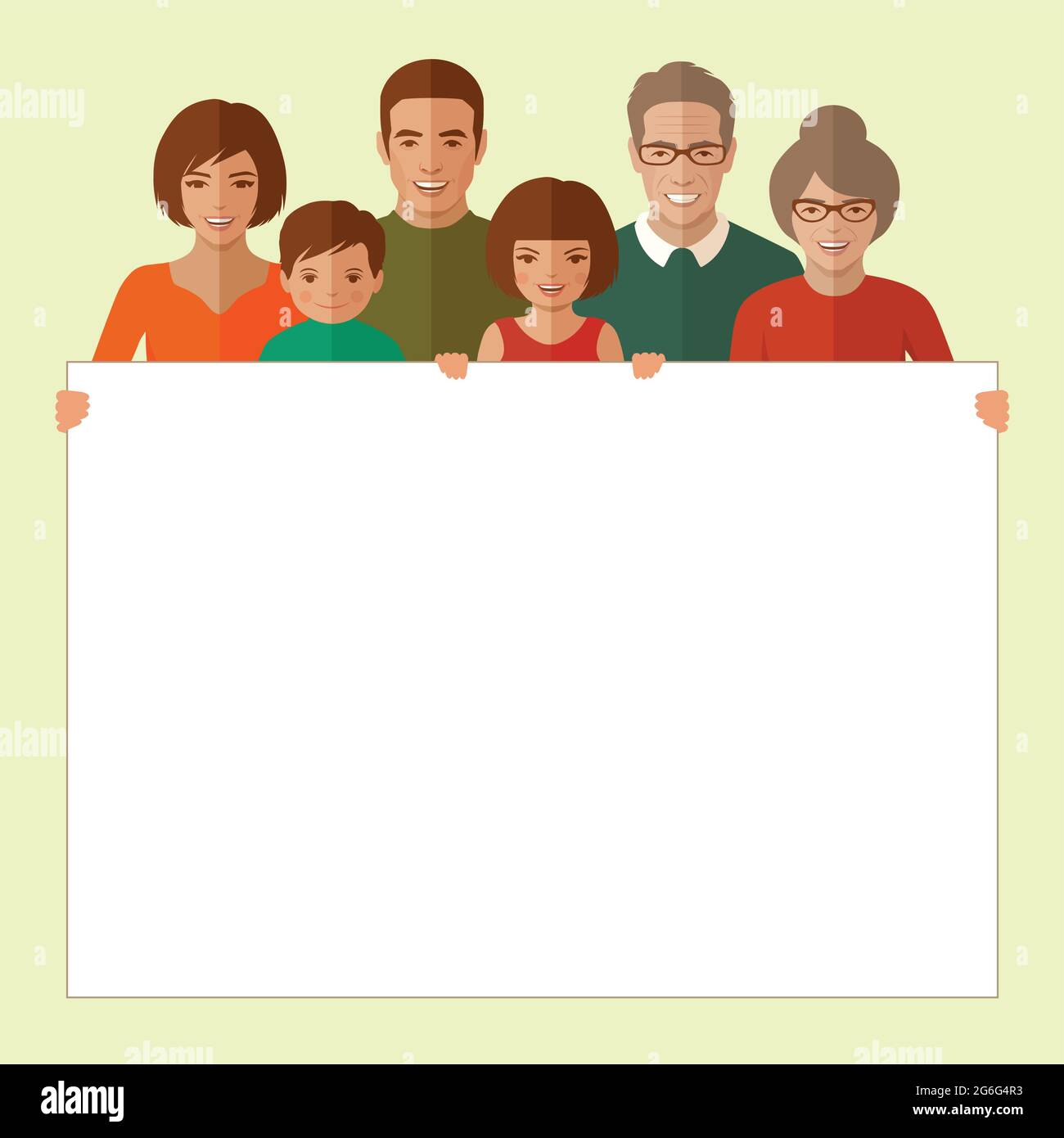 portrait de famille happy vector, dessin animé, Illustration de Vecteur