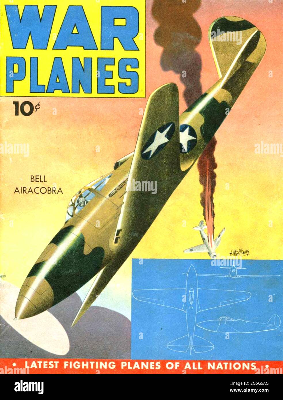 AVIONS DE GUERRE UNE édition de 1942 du magazine de la compagnie américaine Dell présentant le whuch de Bell Airacobra est entrée en service avec l'USAAF en 1941 Banque D'Images