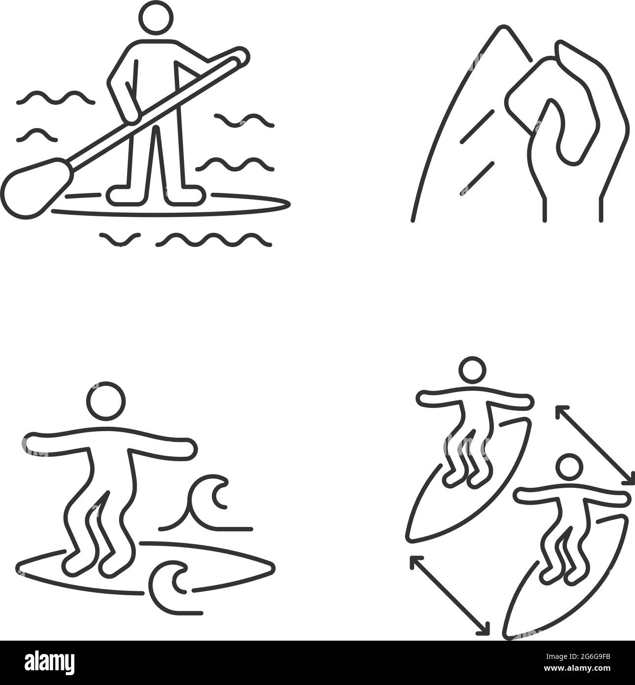 Jeux d'icônes linéaires sur l'océan Illustration de Vecteur