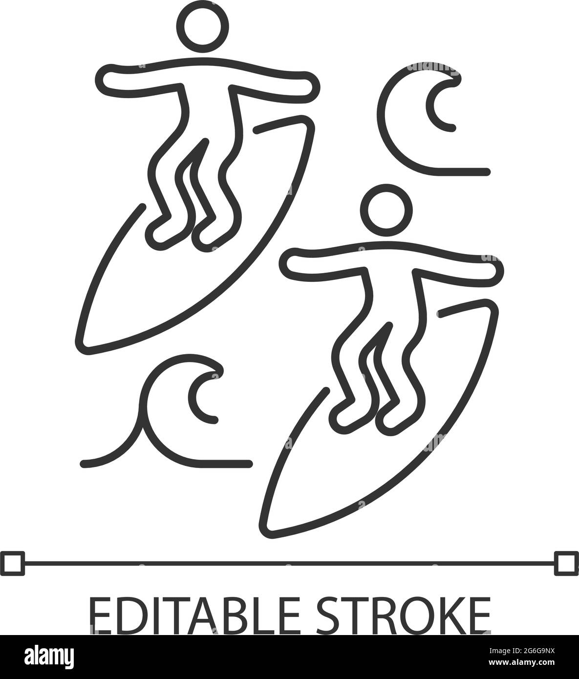 Surfer avec l'icône linéaire mate Illustration de Vecteur