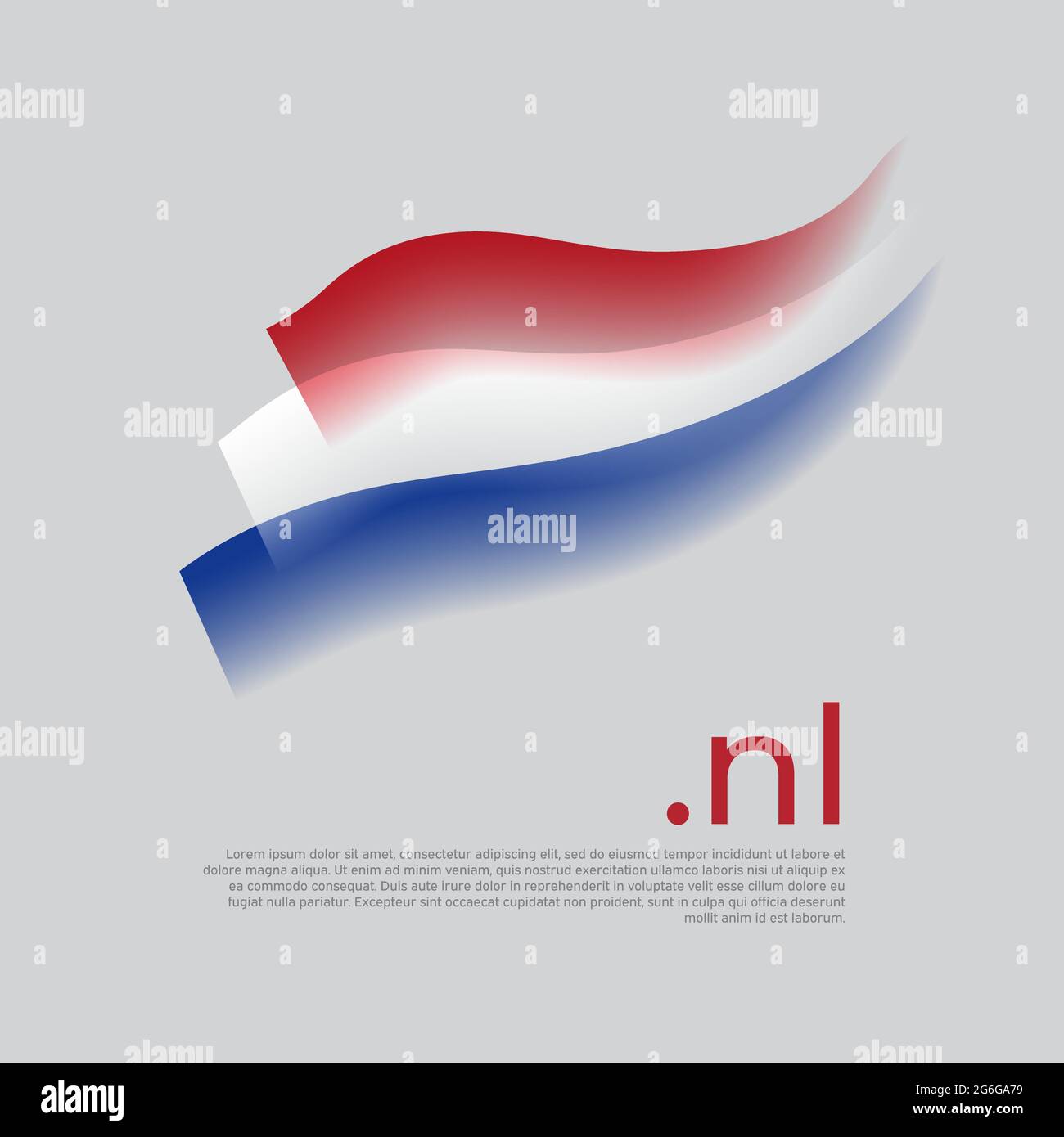 Drapeau aquarelle néerlandais. Le drapeau Holland colore les bandes sur fond blanc. Vector stylisé national poster design avec le domaine nl, place pour le texte Illustration de Vecteur