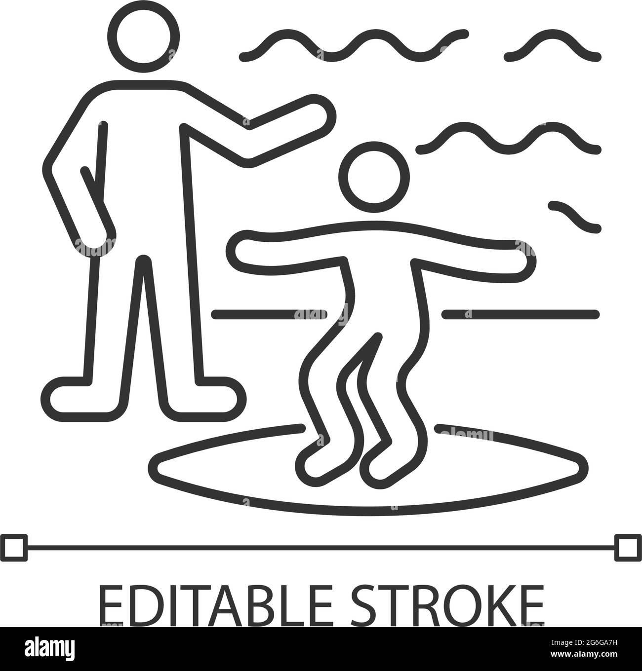 Icône linéaire leçons de surf Illustration de Vecteur