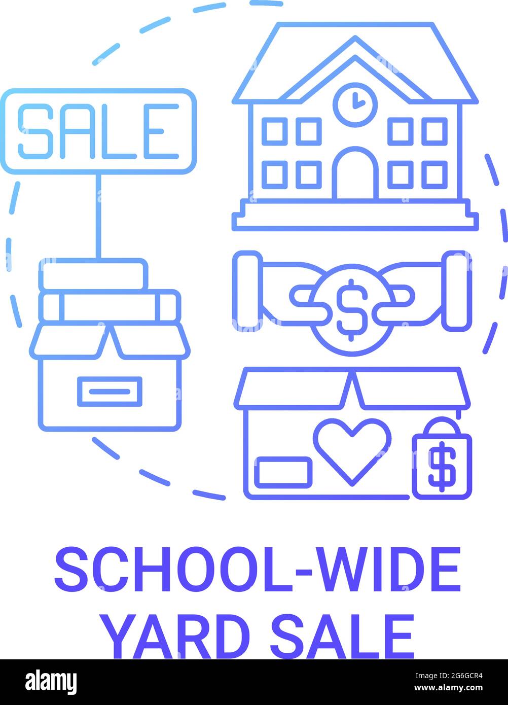 Icône de concept de vente de cour à l'échelle de l'école Illustration de Vecteur