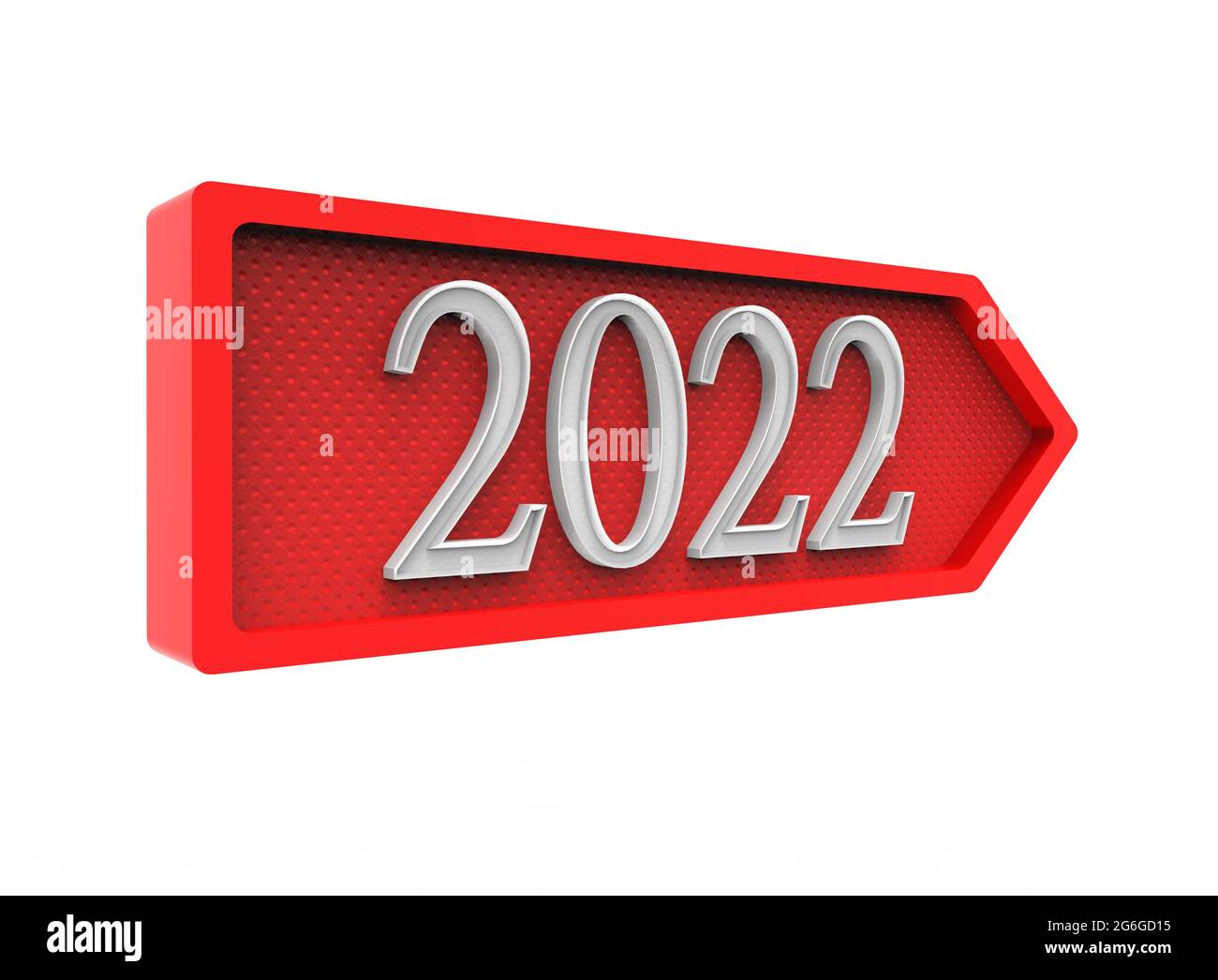 Bonne année 2022 - illustration 3D de couleur blanche et rouge Banque D'Images