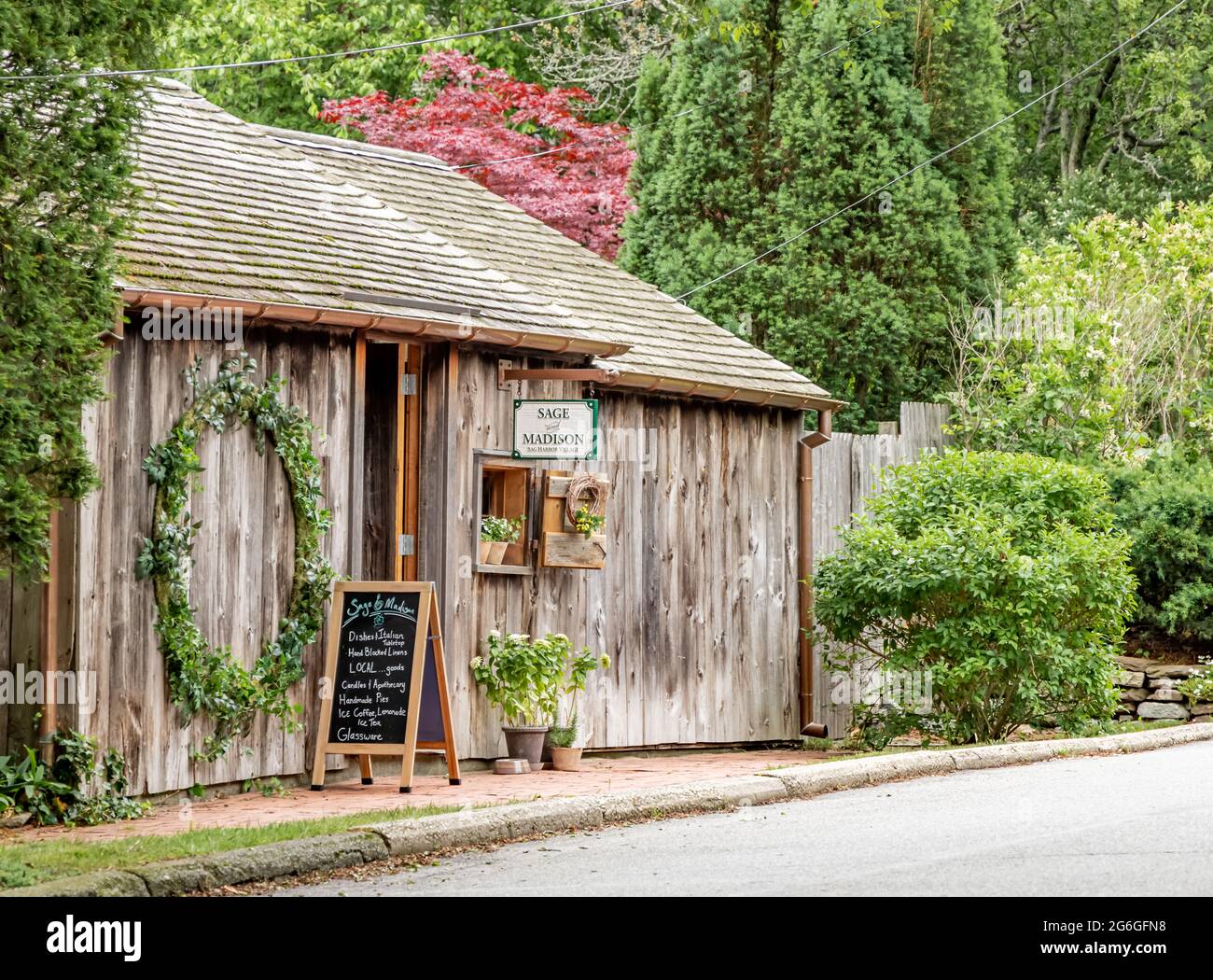 Image extérieure d'un magasin, Sage et Madison à Sag Harbor, NY Banque D'Images