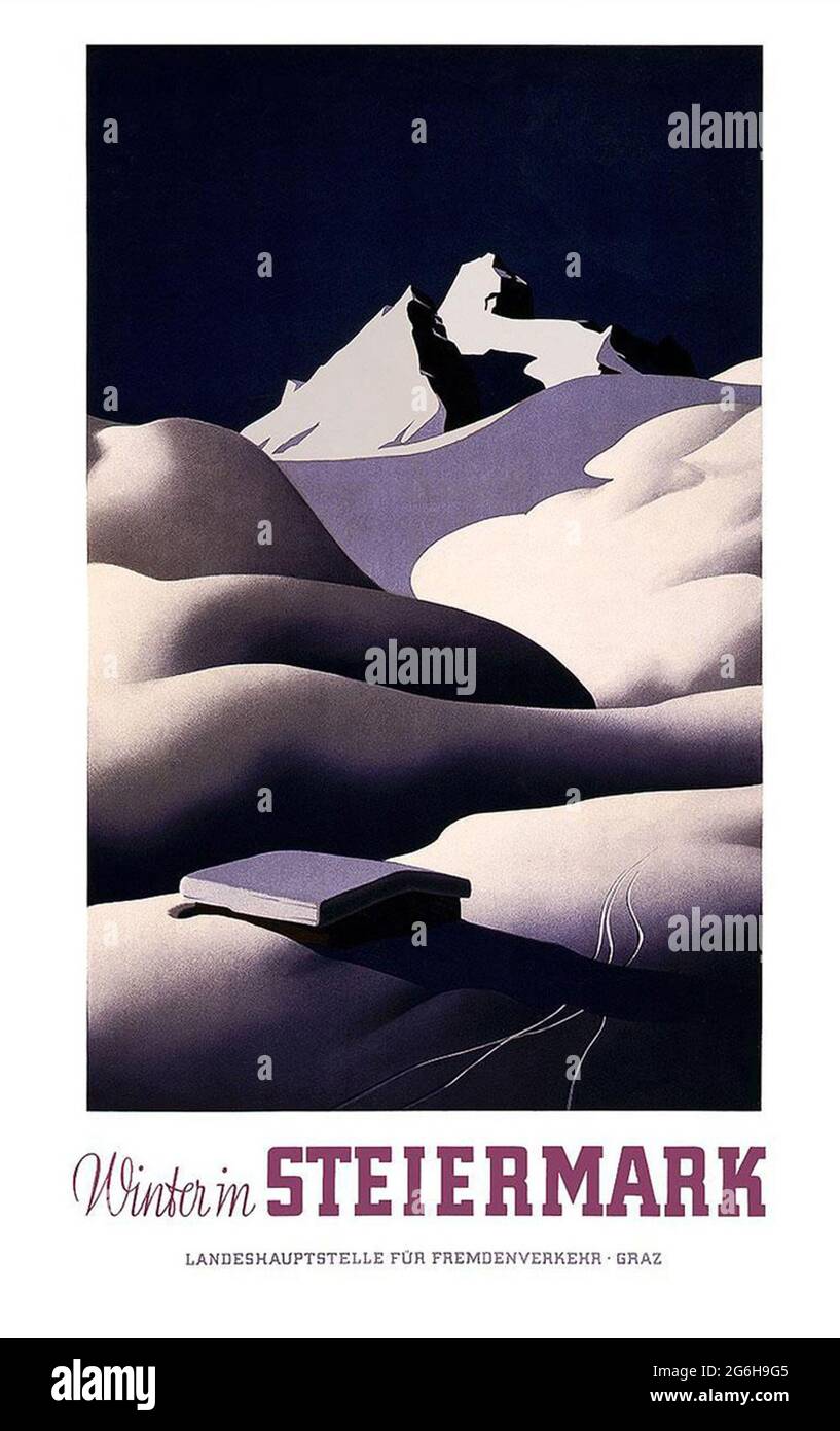Une affiche de voyage vintage pour Winet à Steiermark (Styrie) en Autriche Banque D'Images