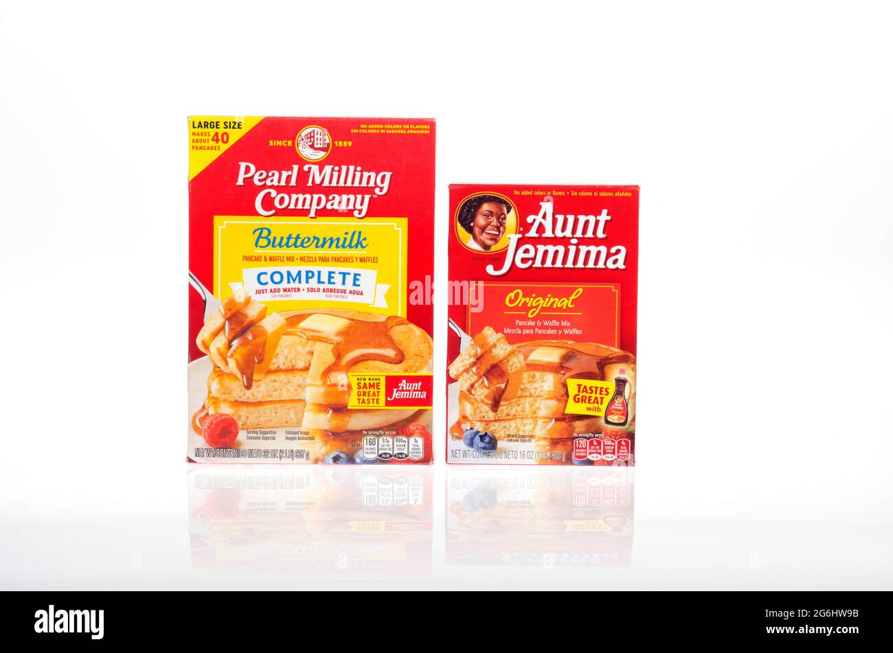 Pearl Milling Company et Aunt Jemima Pancake Mix Boxes Banque D'Images
