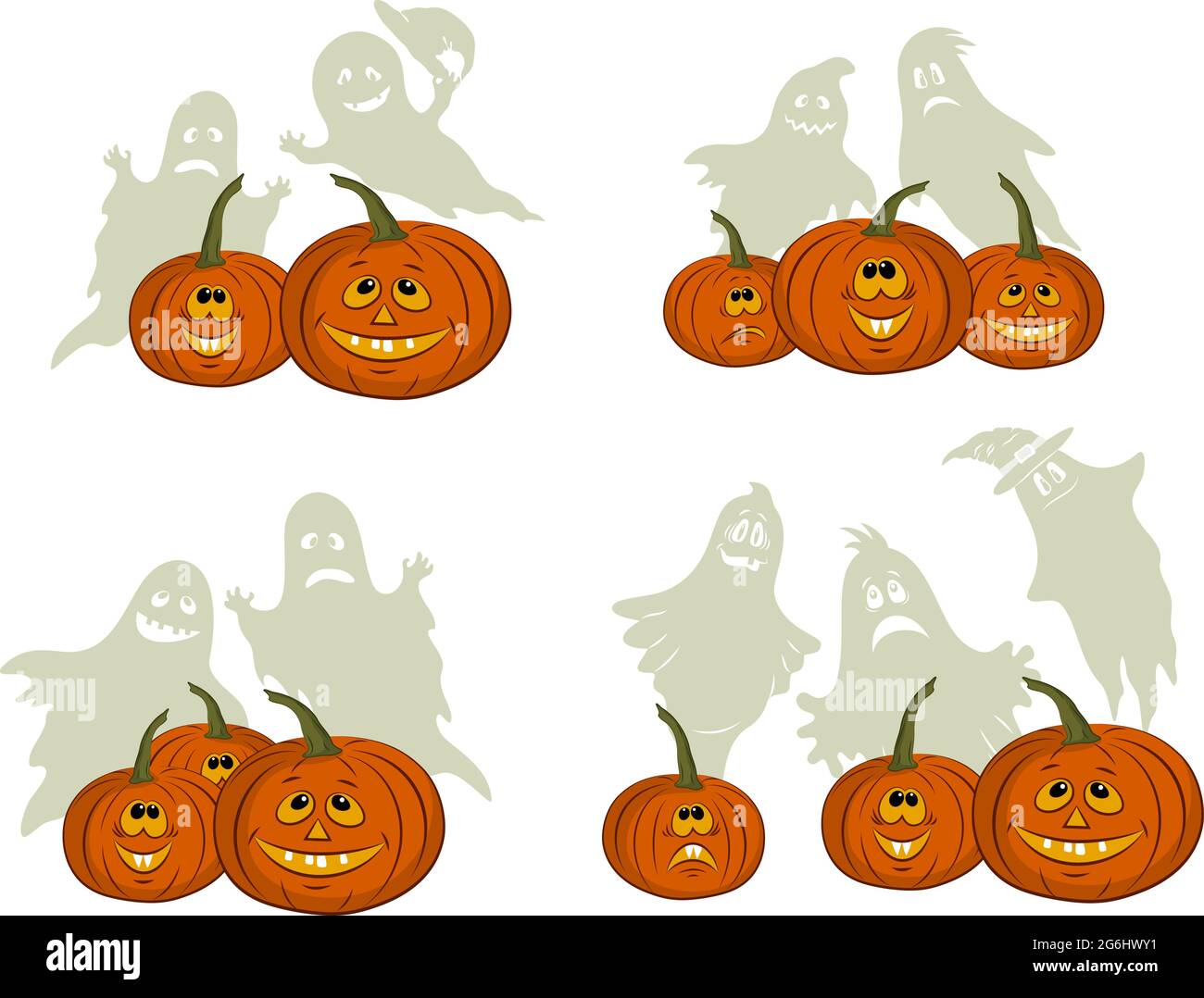 Citrouilles et fantômes d'Halloween Illustration de Vecteur