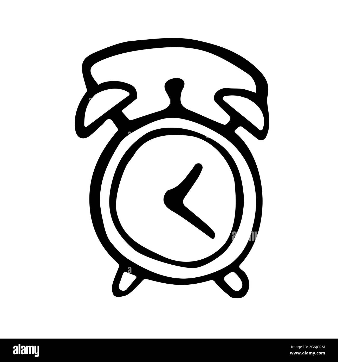 Réveil en forme de doodle. Montre noir et blanc. Symbole de la date limite. Illustration vectorielle dessinée à la main. Illustration de Vecteur