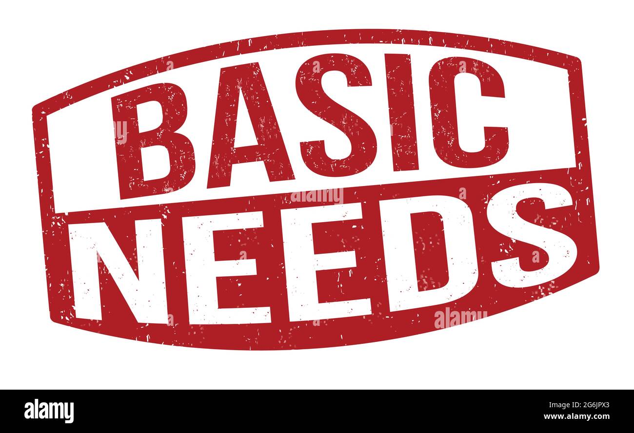 Les besoins de base grassent le tampon en caoutchouc sur fond blanc, illustration vectorielle Illustration de Vecteur