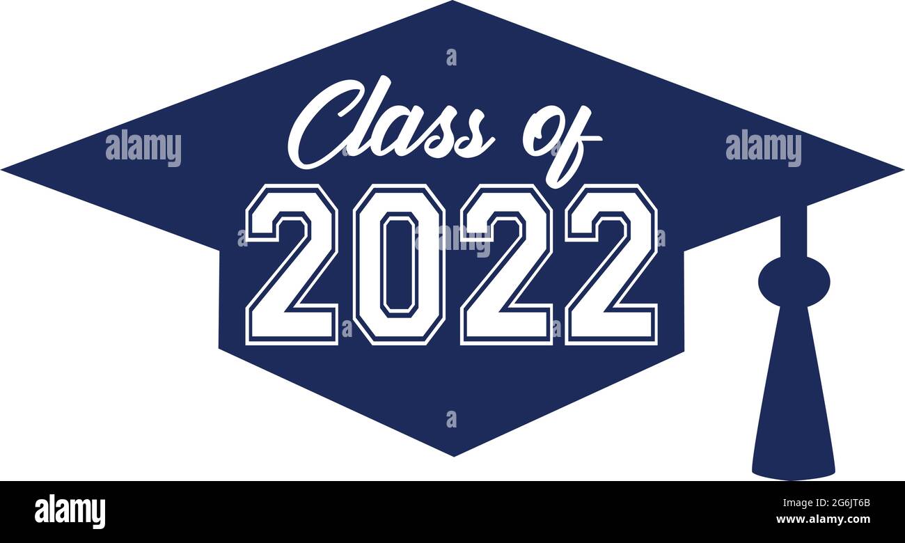 Classe de 2022 motif de chapeau de graduation bleu Illustration de Vecteur