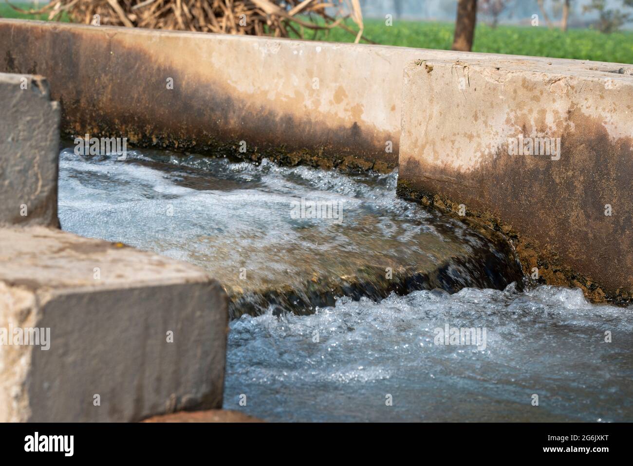 Pompe à turbine, système d'irrigation de campagne dans le district de Pakpatan, Punjab, Pakistan Banque D'Images