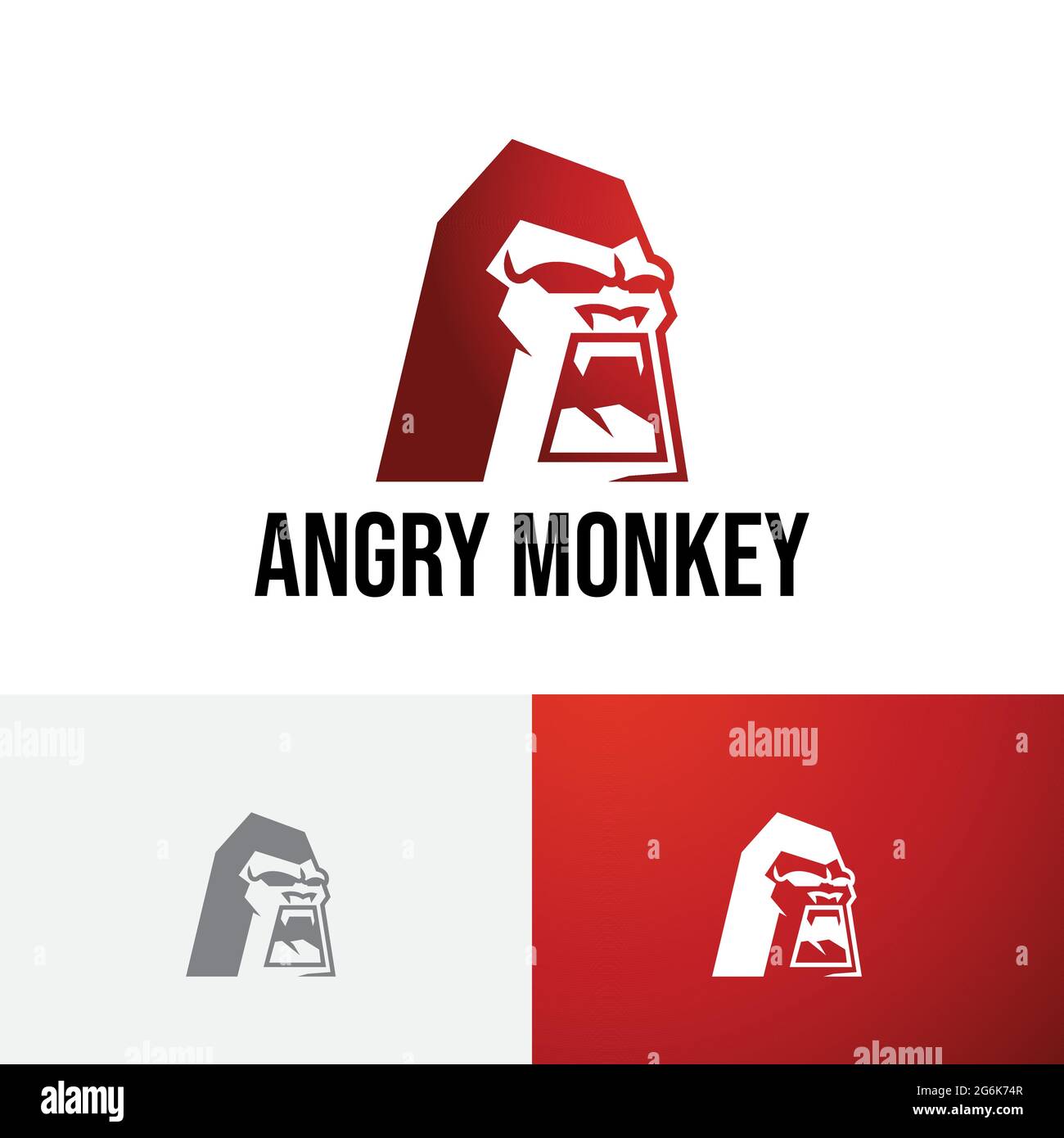 Angry Monkey Wild Cranky Gorilla APE Head logo Illustration de Vecteur