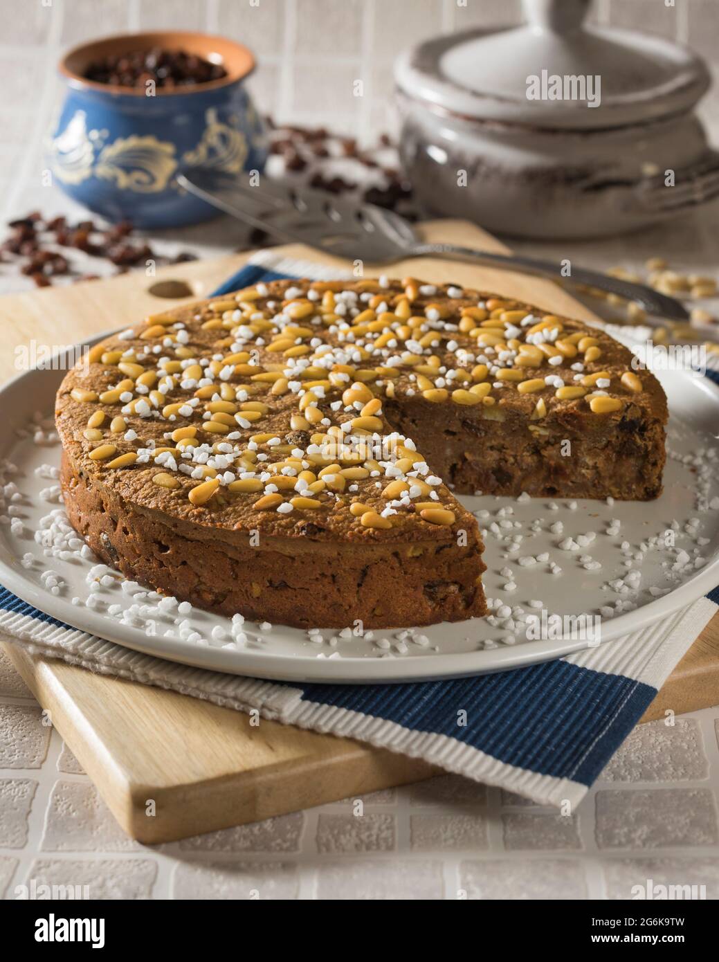 Torta di pane. Pouding de pain italien suisse. Banque D'Images