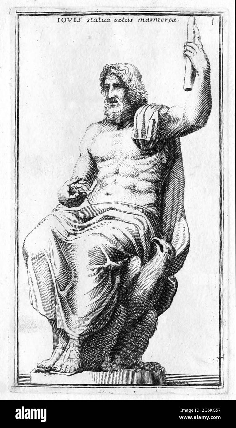Der römische Gott Jupiter, Marmorstatue aus dem Museo Clementino ...