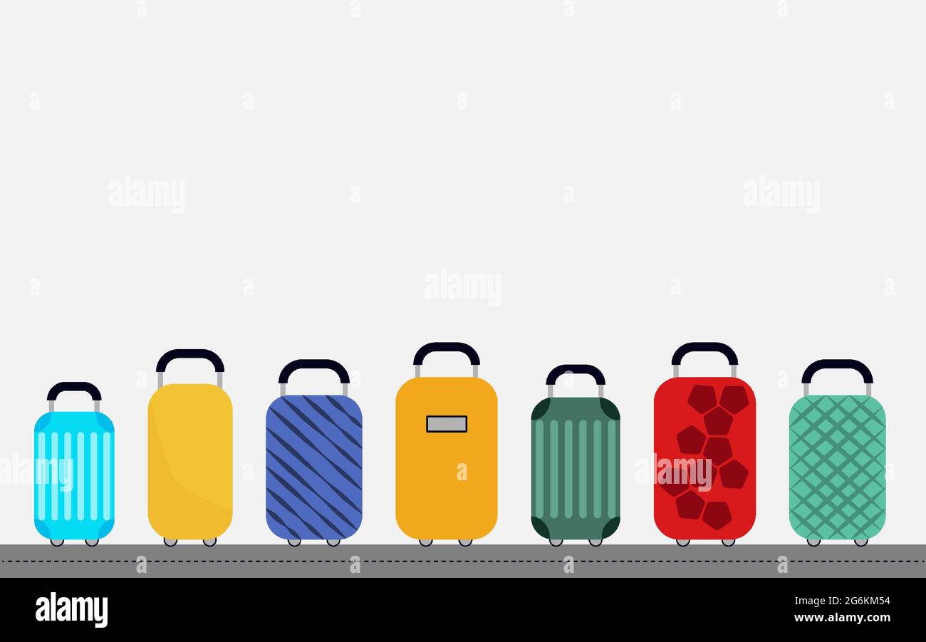 différents sacs colorés bagages.sur un tapis transporteur Illustration de Vecteur