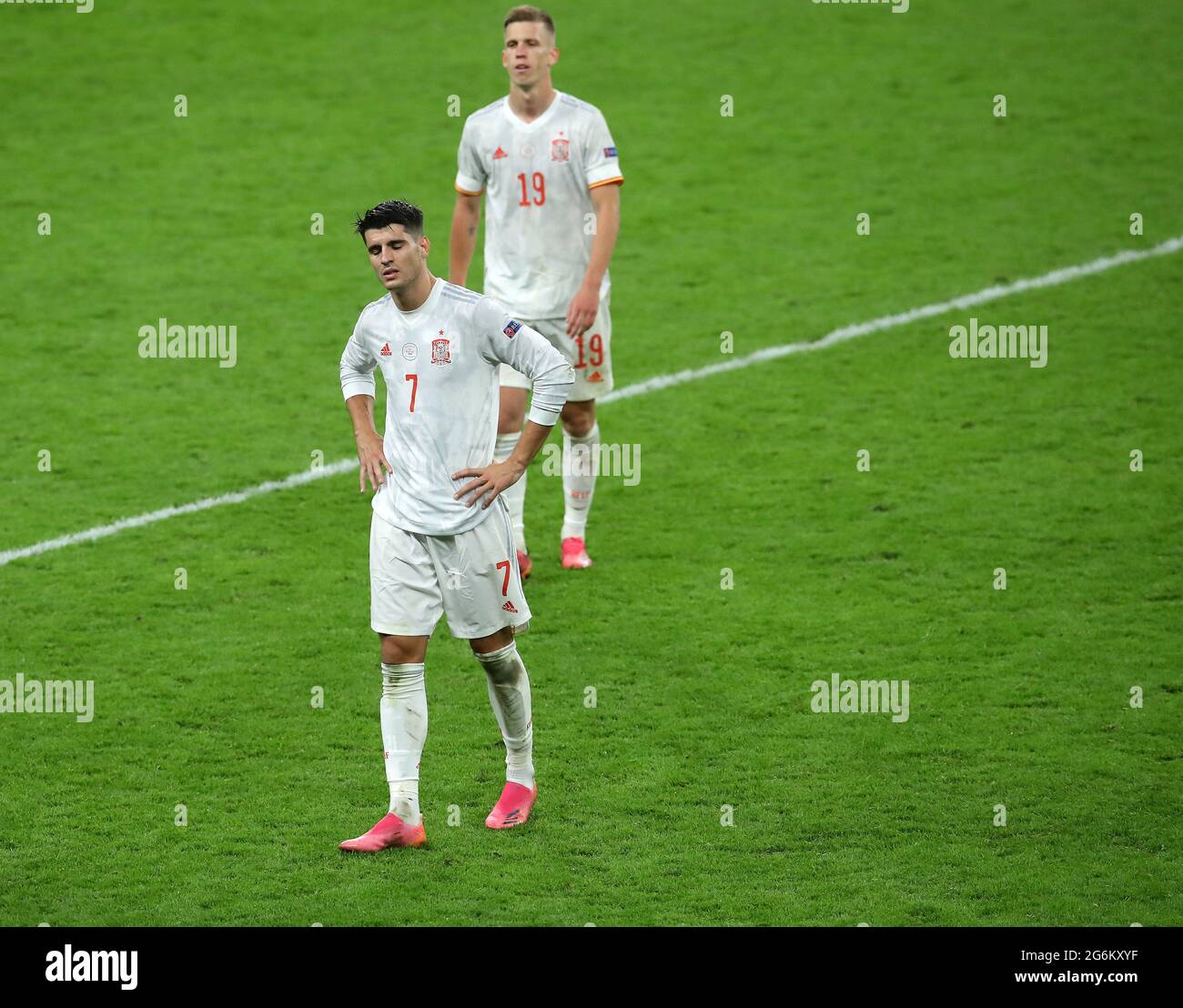 Londres, Angleterre, 6 juillet 2021. Alvaro Morata d'Espagne lors du match de l'UEFA Euro 2020 au stade Wembley, Londres. Le crédit photo devrait se lire: David Klein / Sportimage Banque D'Images