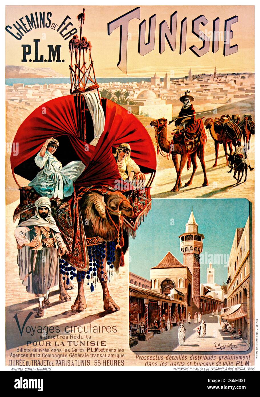 20 x 30 cm Affiche vintage en métal avec paysage de voyage de Tunisie