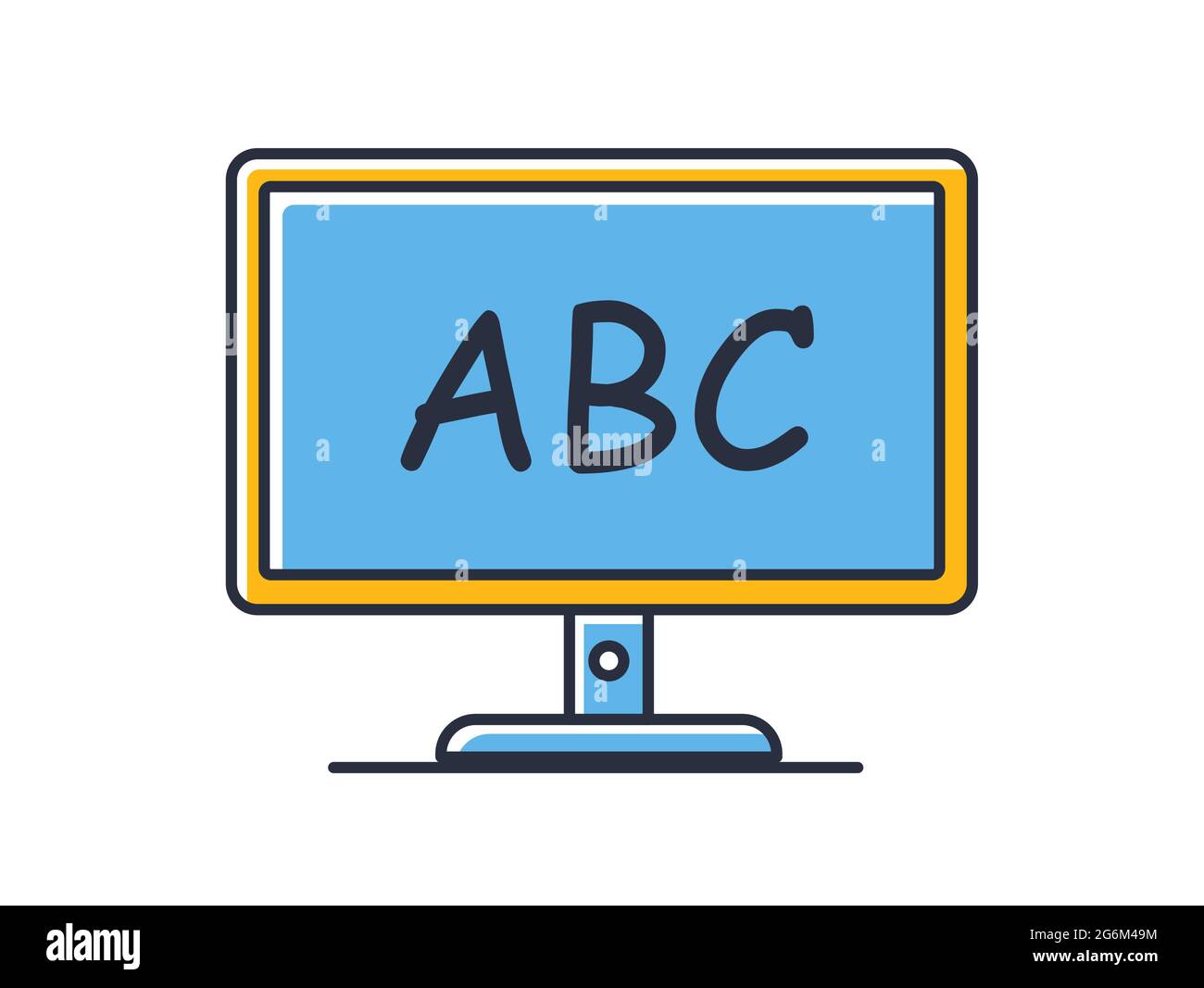 ABC sur l'écran de l'ordinateur portable. Leçons en ligne isolées sur fond blanc. Couleur des éléments de conception. Peut être utilisé pour les concepts mobiles et les applications Web, les réseaux sociaux Illustration de Vecteur