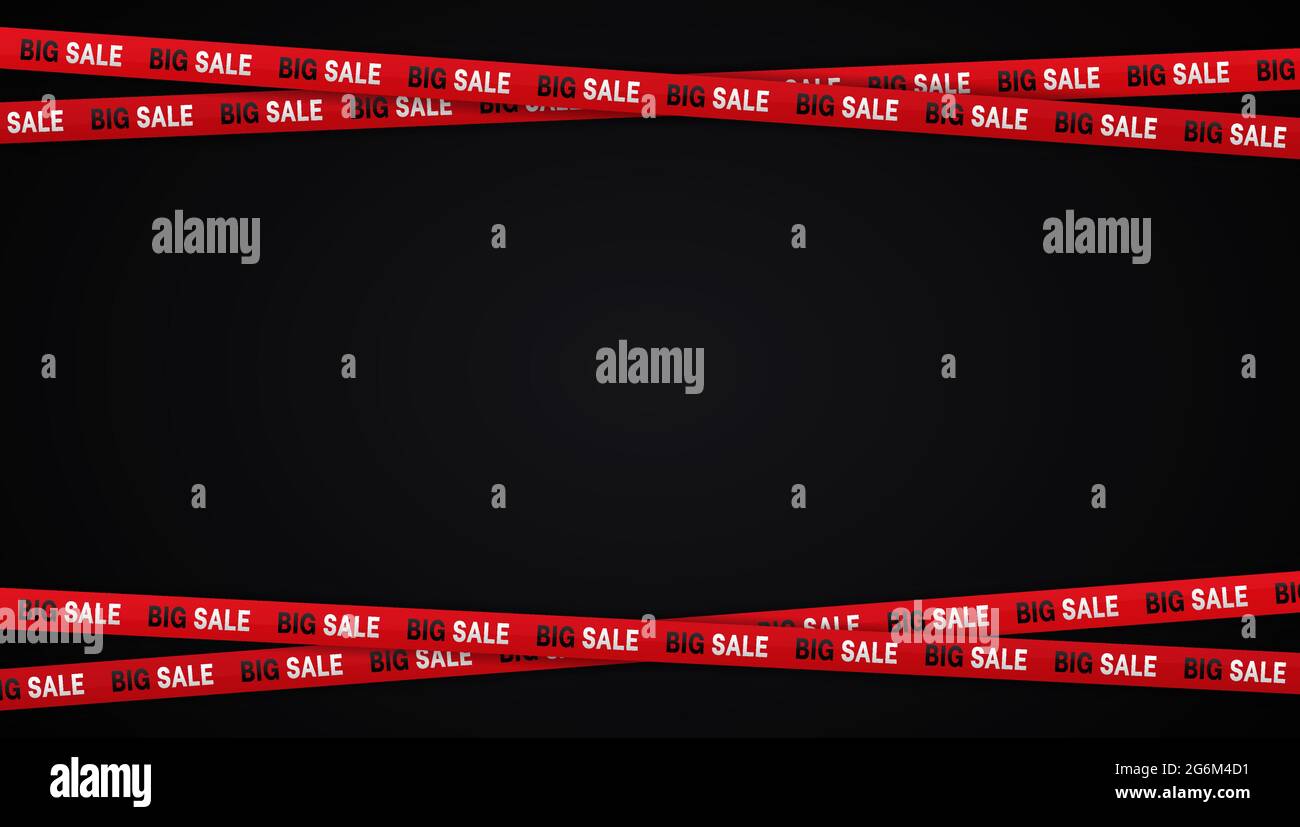 Bannières de solde du Vendredi fou. Rubans d'avertissement, rubans sur fond noir. Modèle de brochure, d'affiche ou de prospectus. Illustration vectorielle. Illustration de Vecteur