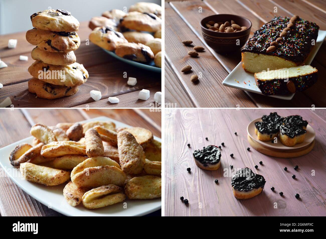 Ensemble de biscuits maison, gâteaux et tartes de différentes formes Banque D'Images